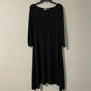 Susan Graver‎ Premier black A-Line Midi Dress Travel long sleeved